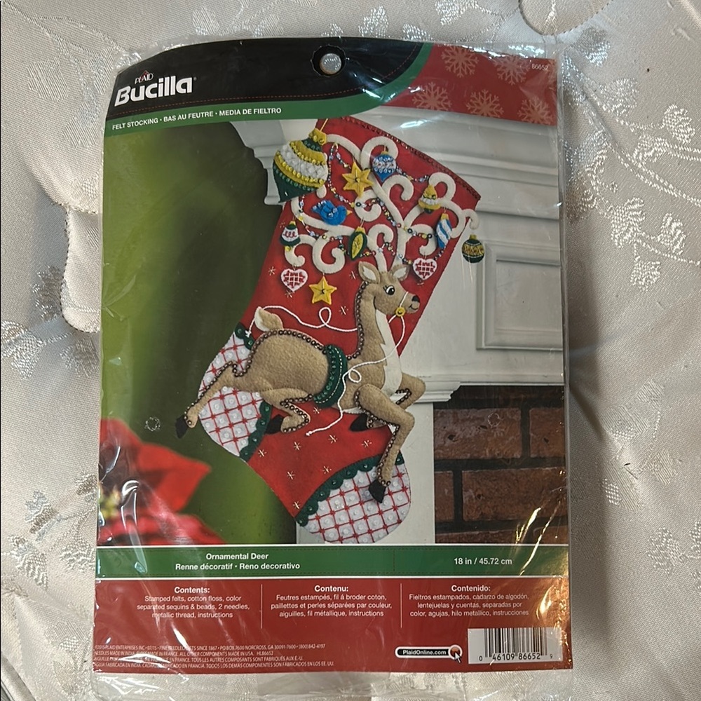 Bucilla Red Christmas Stocking with Reindeer